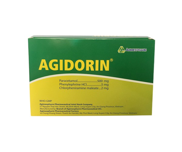 Thuốc điều trị cảm, sốt, viêm mũi Agidorin (25 vỉ x 4 viên/hộp)