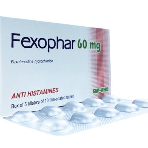 Thuốc điều trị viêm mũi dị ứng & nổi mề đay vô căn mãn tính Fexophar 60mg (5 vỉ x 10 viên/hộp) 