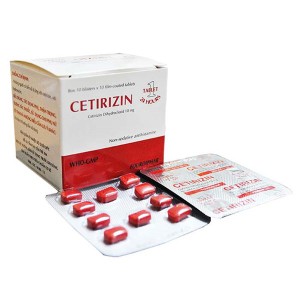 Thuốc chống dị ứng Cetirizin 10mg Fourdiphar (10 vỉ x 10 viên/hộp)