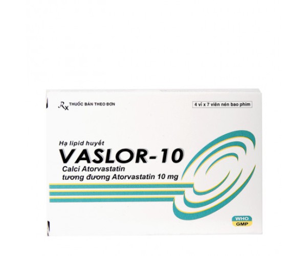 Thuốc điều trị mỡ máu Vaslor 10mg (4 vỉ x 7 viên/hộp)