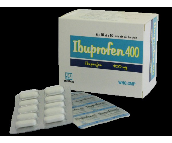 Thuốc giảm đau, kháng viêm Ibuprofen 400mg Nadyphar (10 vỉ x 10 viên/hộp)