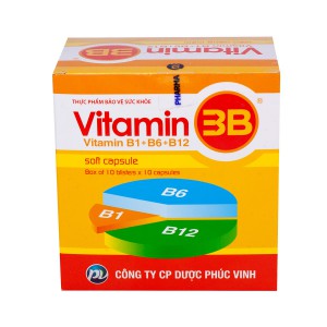 Viên uống bổ sung vitamin B1, B6, B12 Vitamin 3B PV (10 vỉ x 10 viên/hộp)