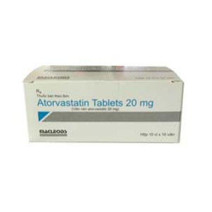 Thuốc điều trị mỡ máu Atorvastatin 20mg Macleods (10 vỉ x 10 viên/hộp)