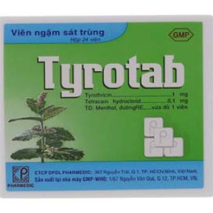 Viên ngậm sát trùng các bệnh ở họng và miệng Tyrotab (24 viên/hộp)