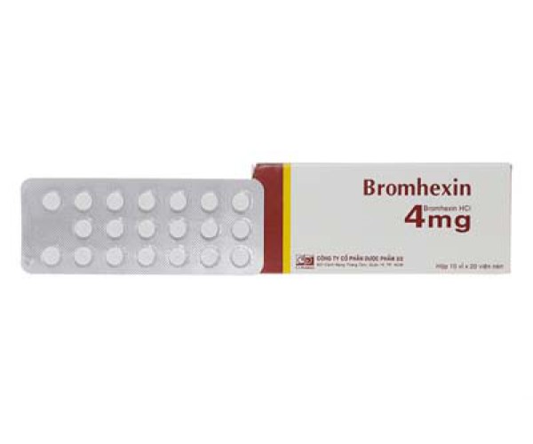 Thuốc điều trị làm tan đàm trong viên phế quản mãn tính Bromhexin 4mg F.T Pharma (10 vỉ x 20 viên/hộp)