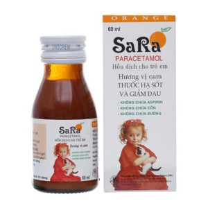 Siro giảm đau, hạ sốt Sara hương cam 250mg/5ml (60ml)