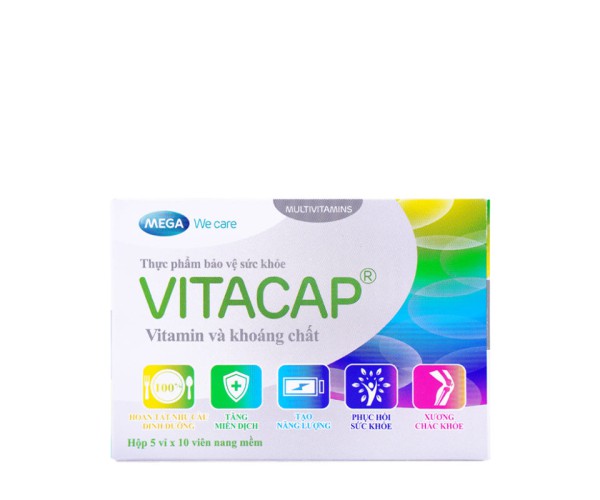 Thực phẩm bảo vệ sức khỏe giúp bổ sung vitamin và khoáng chất Vitacap (5 vỉ x 10 viên/hộp)