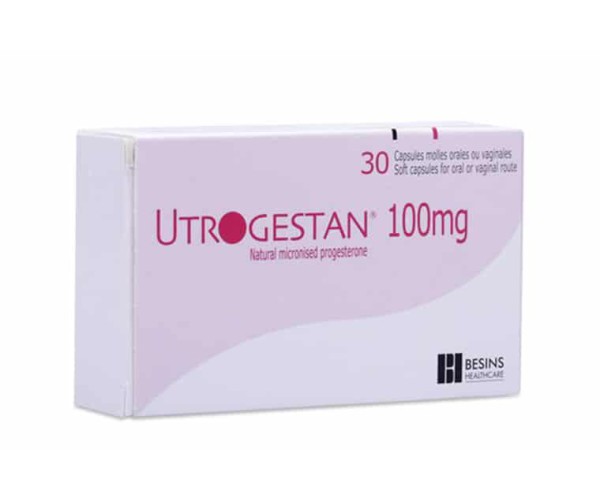 Thuốc trị rối loạn nội tiết tố Utrogestan 100mg (2 vỉ x 15 viên/hộp)