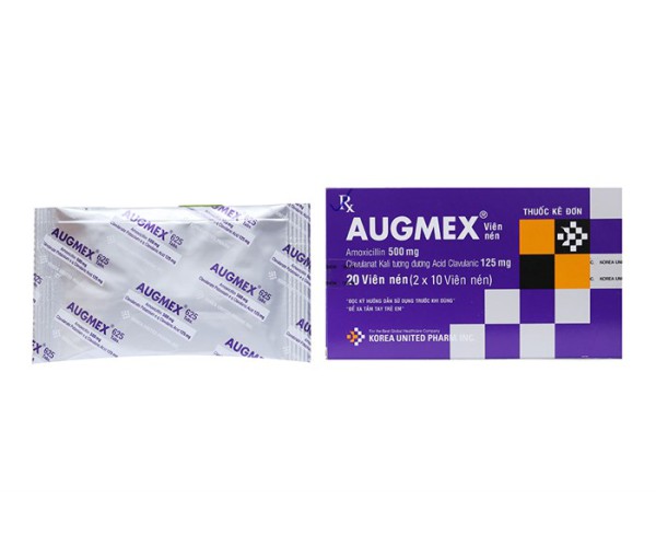 Thuốc kháng sinh Augmex 625mg (2 vỉ x 10 viên/hộp)