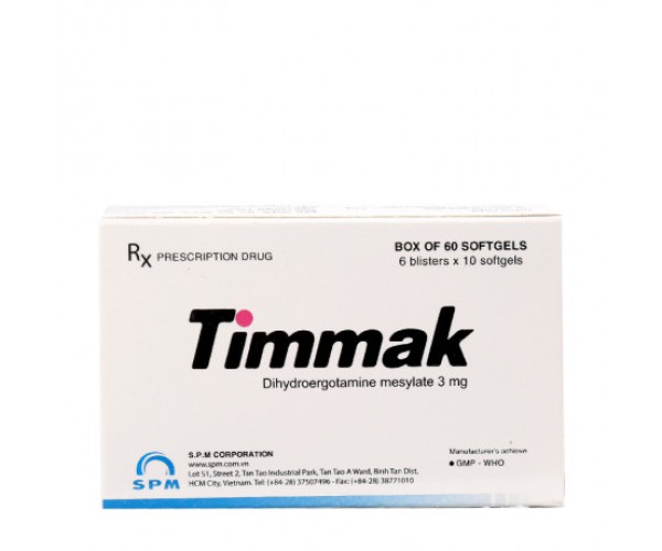 Thuốc điều trị chóng mặt, đau nửa đầu Timmak 3mg (6 vỉ x 10 viên/hộp)