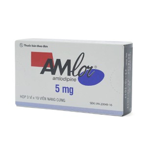 Thuốc điều trị tăng huyết áp, đau thắt ngực ổn định Amlor 5mg (3 vỉ x 10 viên/hộp)