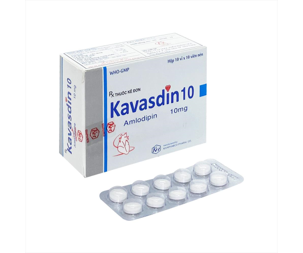 Thuốc điều trị tăng huyết áp Kavasdin 10mg (10 vỉ x 10 viên/hộp)