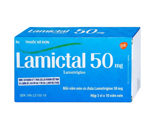 Thuốc trị động kinh, rối loạn lưỡng cực Lamictal 50mg (3 vỉ x 10 viên/hộp)