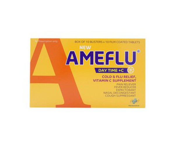 Thuốc trị cảm cúm New Ameflu Daytime +C (10 vỉ x 10 viên/hộp)