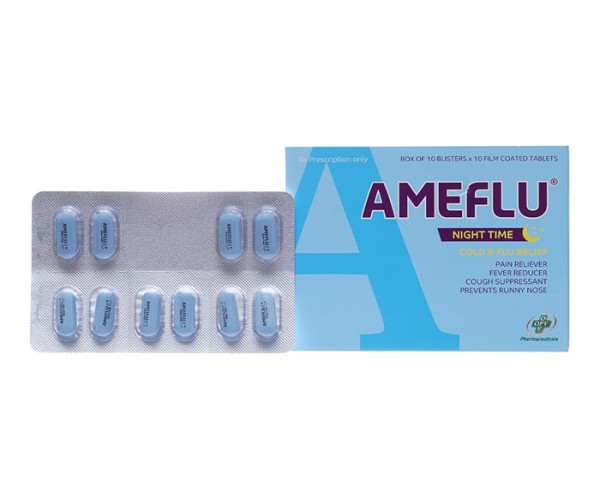 Thuốc trị cảm cúm Ameflu Night Time (10 vỉ x 10 viên/hộp)