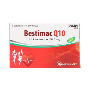 Thuốc hỗ trợ điều trị các bệnh tim mạch Bestimac Q10 30mg (6 vỉ x 10 viên/hộp)
