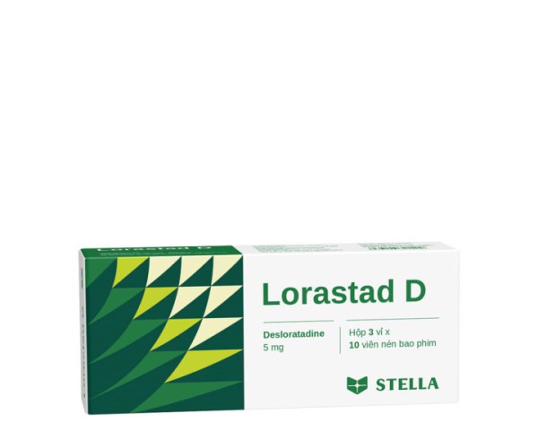 Thuốc làm giảm triệu chứng viêm mũi dị ứng & chứng nổi mề đay Lorastad D 5mg (3 vỉ x 10 viên/hộp)