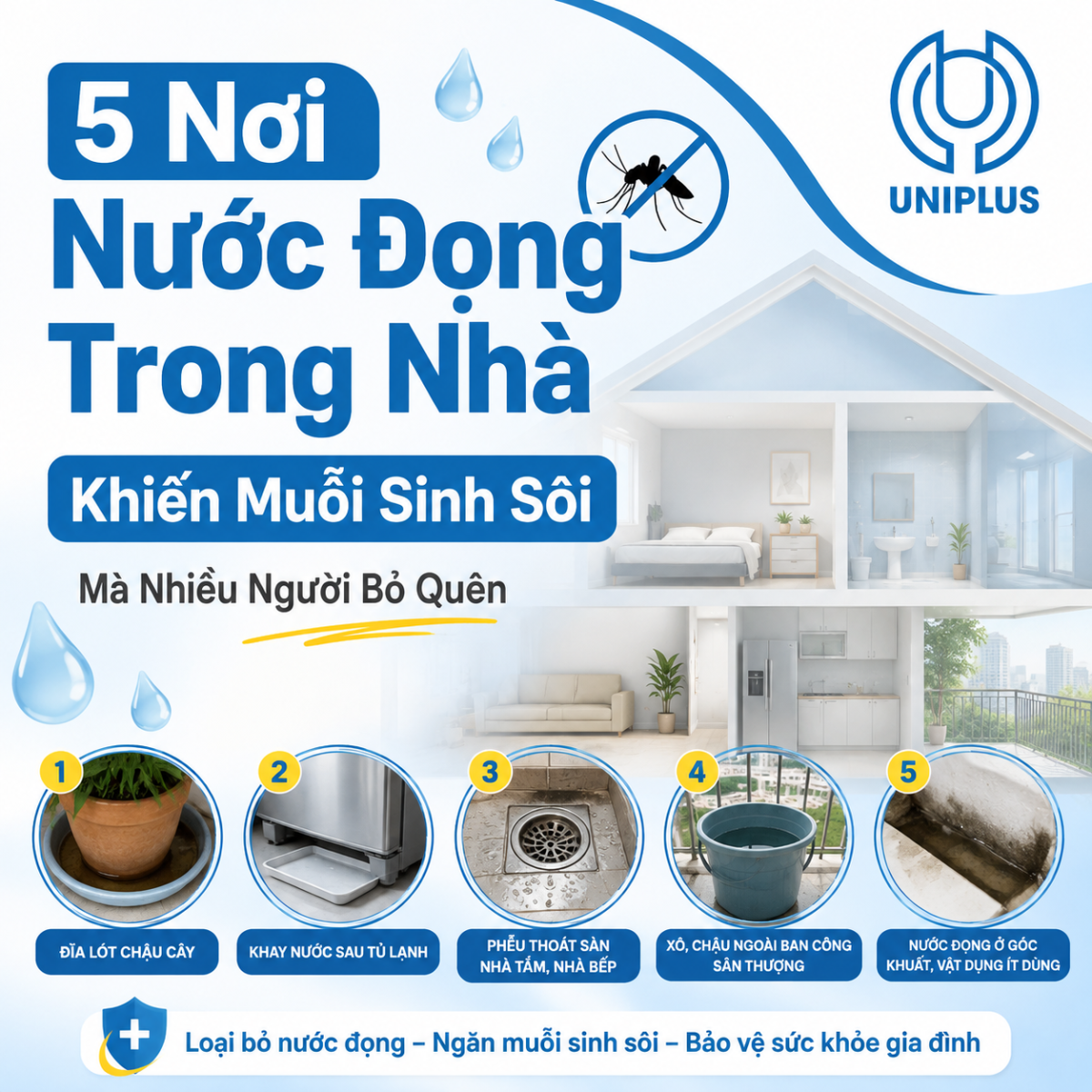 5 nơi nước đọng trong nhà khiến muỗi sinh sôi mà nhiều người bỏ quên