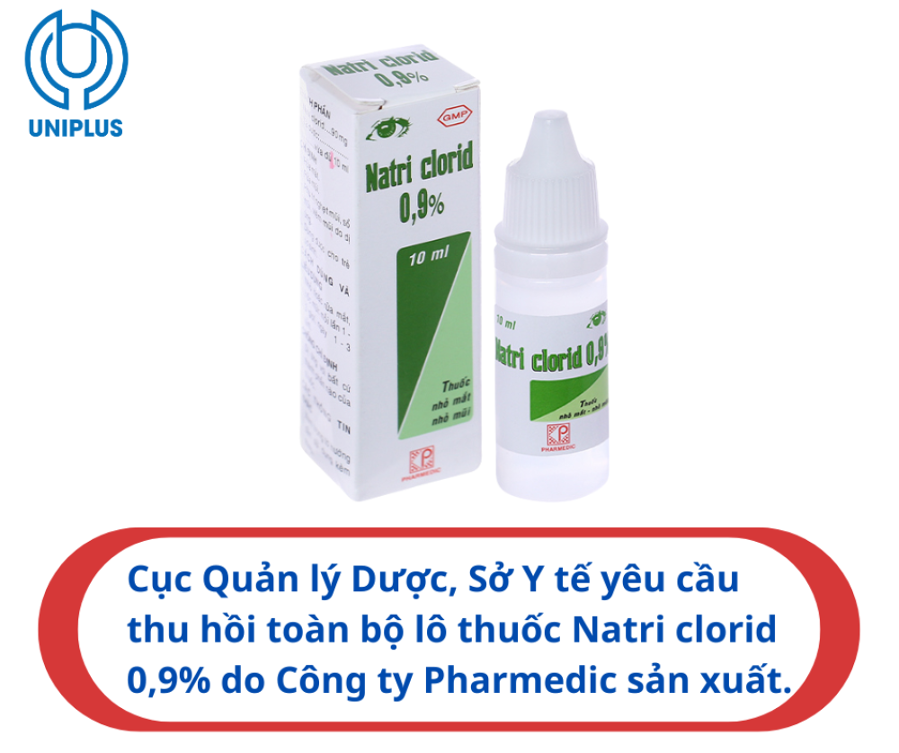Thông báo khẩn: Thu hồi các lô dung dịch Natri Clorid 0,9% không đạt tiêu chuẩn vi sinh