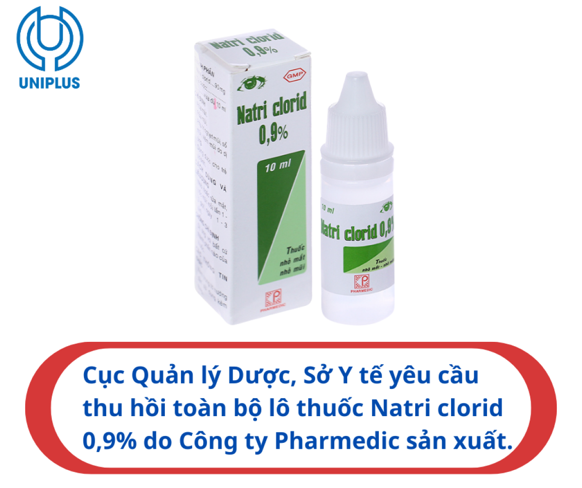 Thông báo khẩn: Thu hồi các lô dung dịch Natri Clorid 0,9% không đạt tiêu chuẩn vi sinh