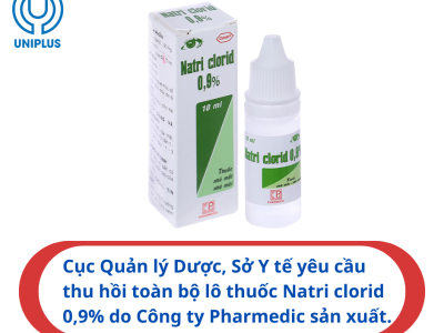 Thông báo khẩn: Thu hồi các lô dung dịch Natri Clorid 0,9% không đạt tiêu chuẩn vi sinh