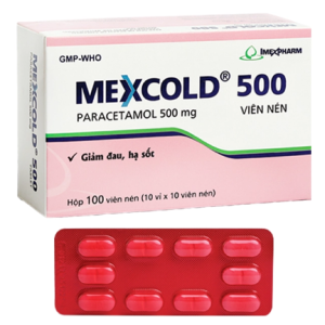 Thuốc giảm đau, hạ sốt  Mexcold 500  ( 10 viên x 10 vỉ ) 