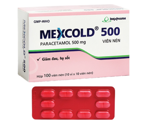 Thuốc giảm đau, hạ sốt  Mexcold 500  ( 10 viên x 10 vỉ ) 