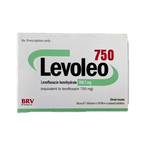 Thuốc kháng sinh, điều trị nhiễm khuẩn, viêm phổi  Levoleo 750mg ( hộp 10 viên ) 