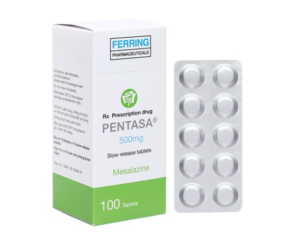 Thuốc điều trị viêm loét tá tràng và bệnh Crohn  Pentasa 500mg  (10 vỉ x 10 viên)