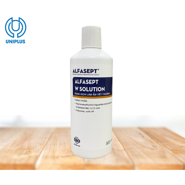 Dùng dịch làm sạch vết thương, giữ ẩm ALFASEPT W SOLUTION 