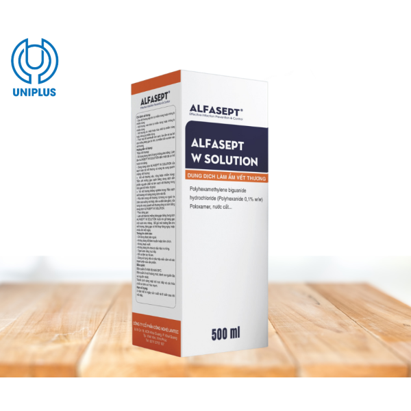 Dùng dịch làm sạch vết thương, giữ ẩm ALFASEPT W SOLUTION 