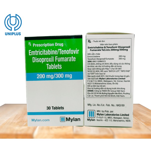 Thuốc Emtricitabine/Tenofovir Disoproxil Fumarate 200mg/300mg