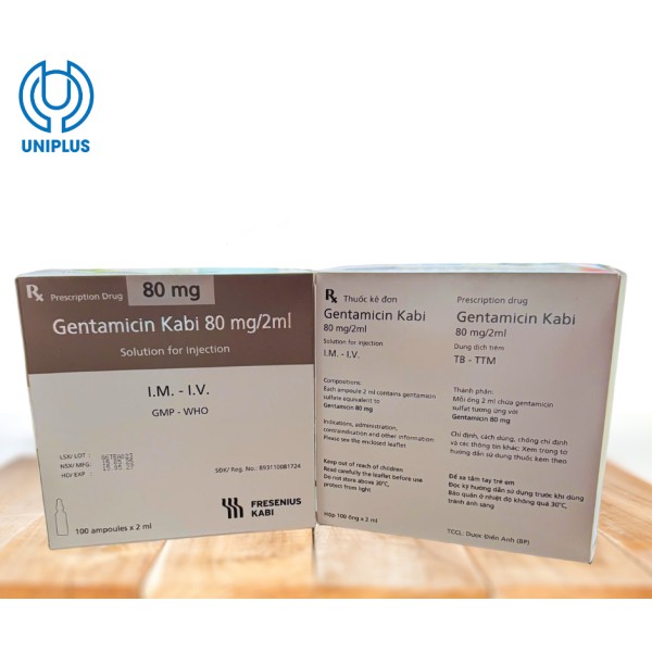 Dung dịch tiêm truyền Gentamicin Kabi 80 mg/2ml