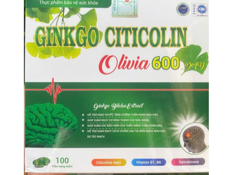 Thực phẩm bổ sung Gingko Citicolin Olivia 600mg 