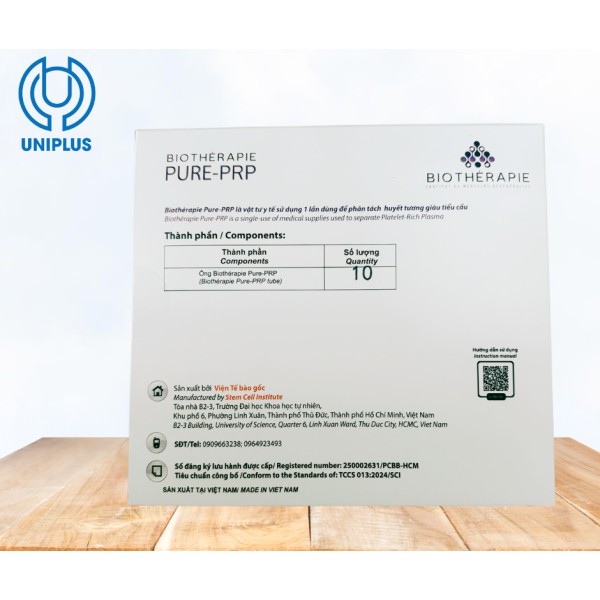 Bộ thu nhận huyết tương giàu tiểu cầu Biothérapie Pure-PRP Kit