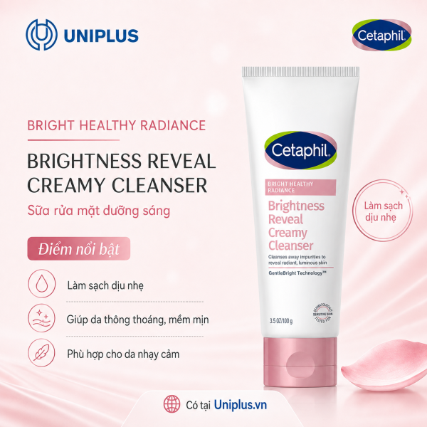 Sữa rửa mặt làm sáng cho da nhạy cảm Cetaphil Bright Healthy Radiance Brightness Reveal Creamy Cleanser