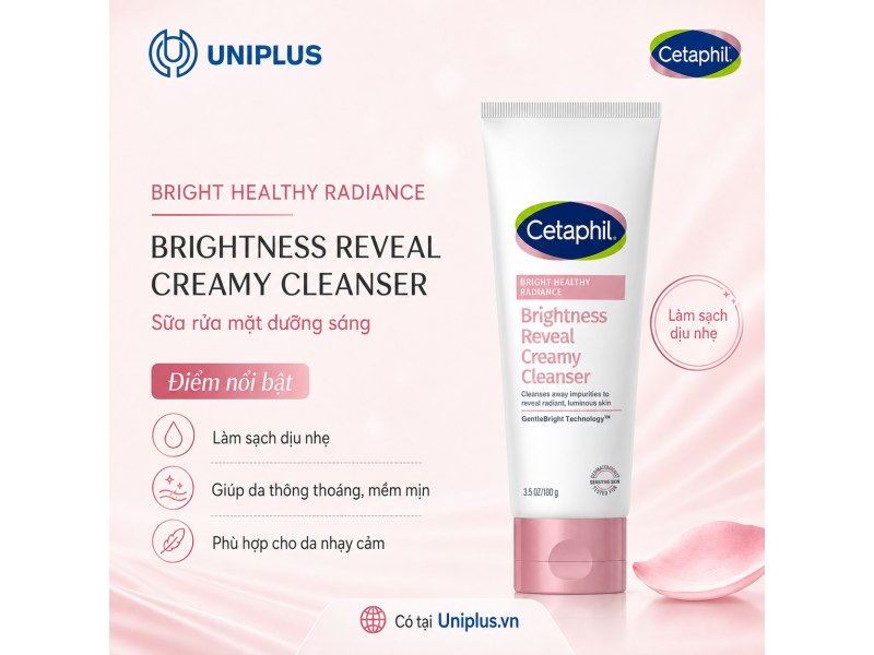 Sữa rửa mặt làm sáng cho da nhạy cảm Cetaphil Bright Healthy Radiance Brightness Reveal Creamy Cleanser 
